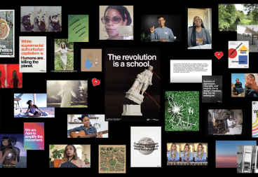 A layout of different posters on display at our MoMA PS1 activation, 'The revolution is a school.'